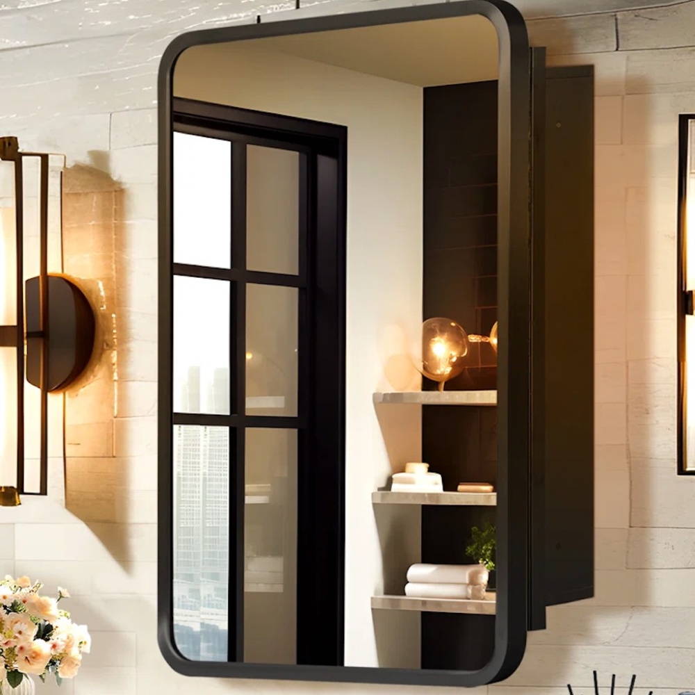 Modern Black Frame Medicine Cabinet Mirror